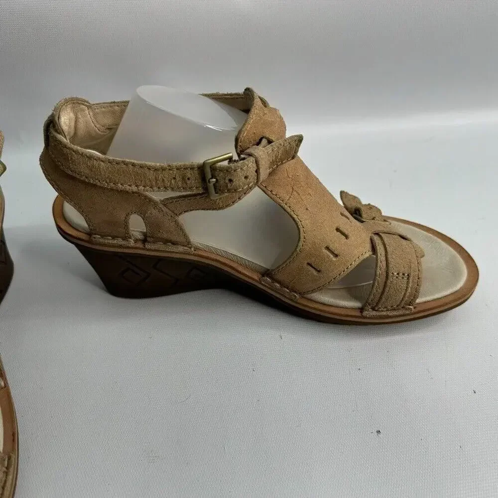 Merrell Select Fresh J21952 Beige Leather Buckle Wedge Sandal Shoes Women's US 9